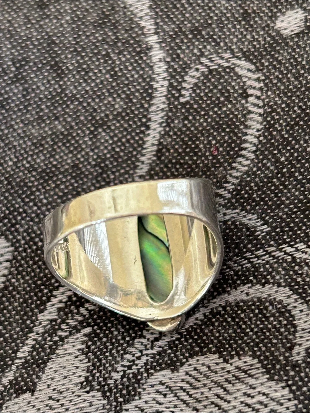 Marquise Abalone Inlay Sterling Silver Ring - Size 10.5